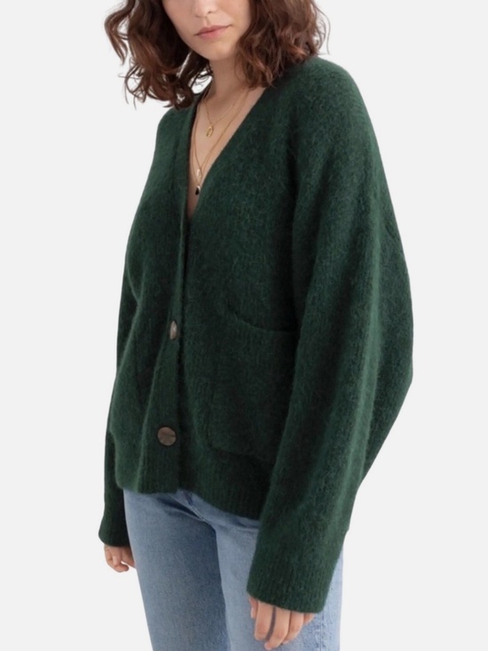 & Other Stories Sweaters - & Other Stories Forest Green Alpaca Blend Fuzzy V-Neck Cardigan